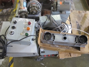 LOT TO INCLUDE: MISC. CONTROL BOX, INFRARED SENSOR, POWER SUPPLIES, (2) DAYTON MOTORS, MODEL #6K580, 1/2 HP, 3450 RPM, (1) EMERSON MODEL # SA55CXGBT-3922, 1/3B HP, 3450 RPM. LOADING & HANDLING FEE $15-4036